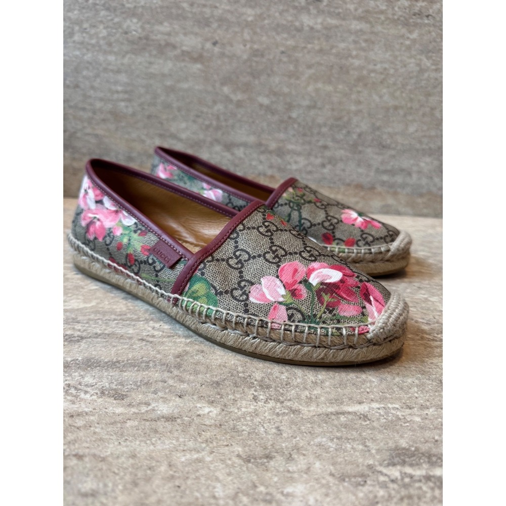 Gucci‎ Women's Pink and Brown Floral Espadrilles Size 8.5